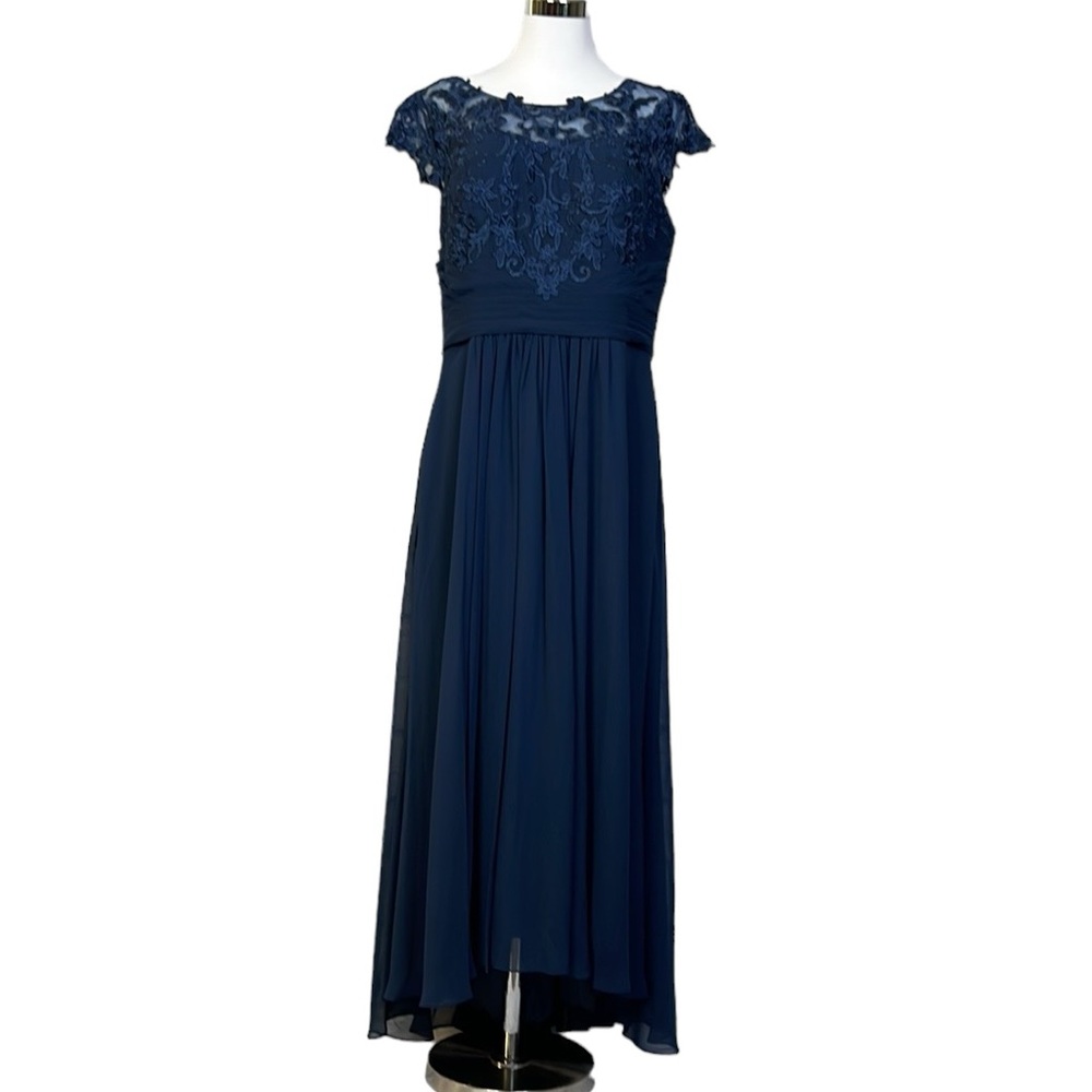Azazie Woman's Mother Of The Bride Navy Blue chiffon maxi Dress Size A14